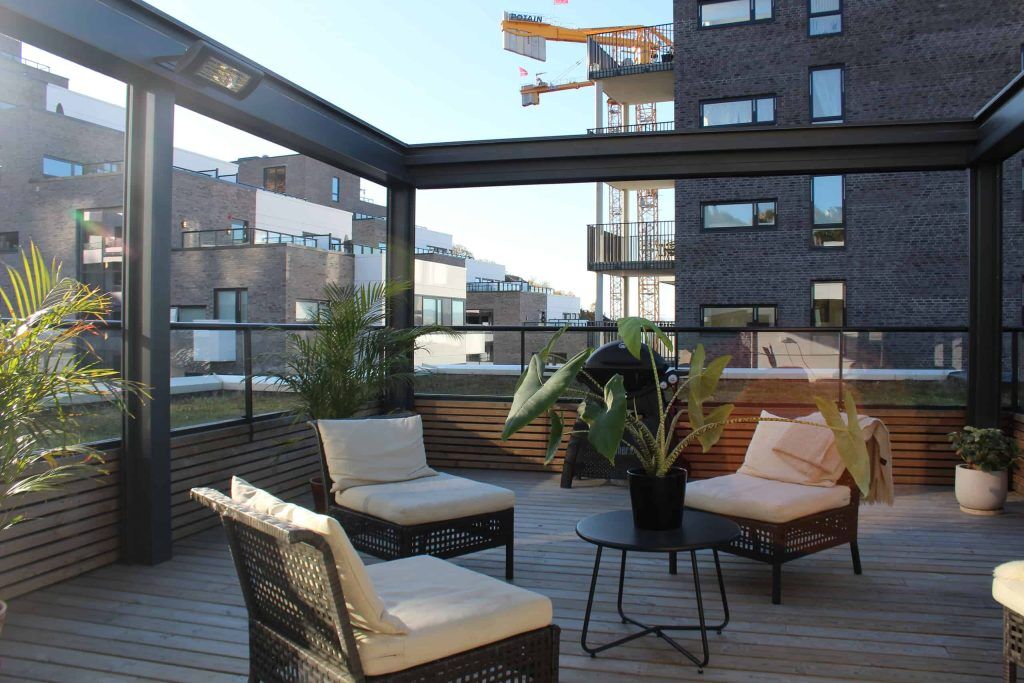 Pergola takterrasse med levegg